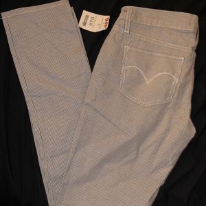 Pinstripe Levi’s.